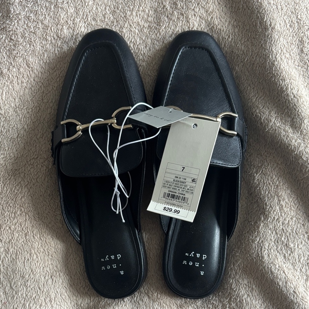 a new day Black Women's Mules with Gold Accent